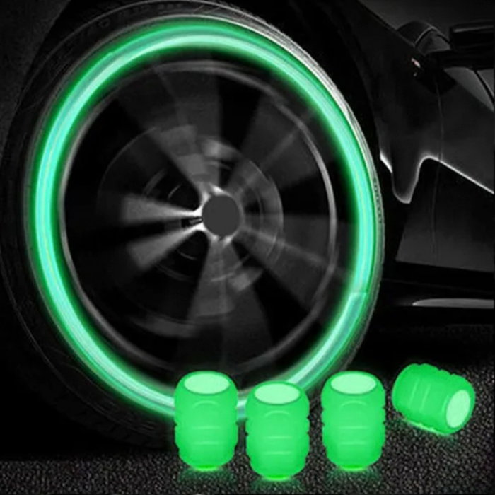 Occ Sport Tapones para Válvula OCCLEV002 Verde Fluorescente, ABS, Pack de 4 Unidades, 3 x 1.5 cm, Efecto Decorativo y Protector