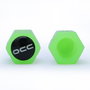 Occ Sport Tapones para Válvula OCCLEV002 Verde Fluorescente, ABS, Pack de 4 Unidades, 3 x 1.5 cm, Efecto Decorativo y Protector