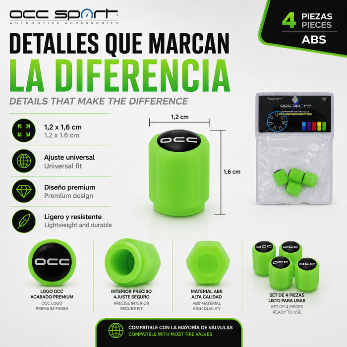 Occ Sport Tapones Válvula LED Verde