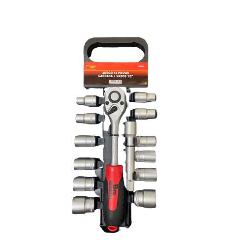 Tuman Juego de 14 piezas con llave de vaso 1/2 y carraca Tuman Juego de 14 piezas con llave de vaso 1/2 y carraca