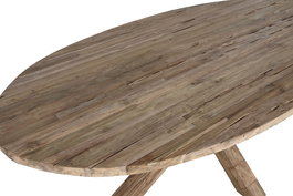 DKD Home Decor Mesa Comedor 2c24 Ovalada Teca Reciclada 120 x 78 x 220 cm