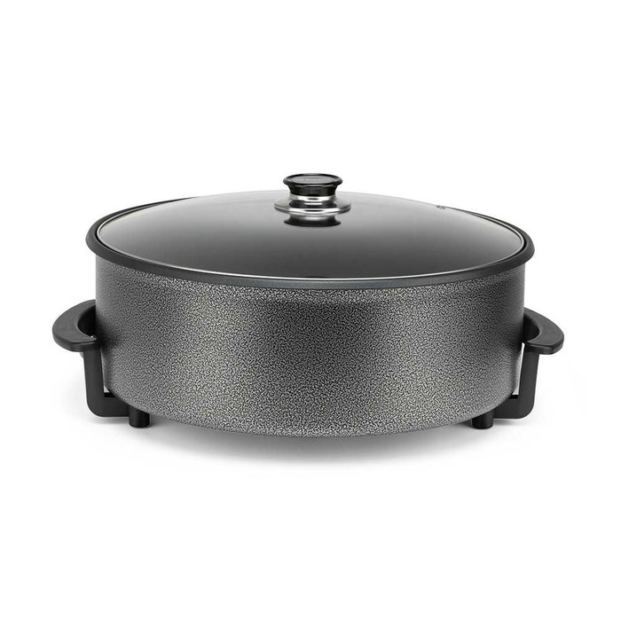 Orbegozo PZ 4211 Sartén Eléctrica 1500W, 10 Litros, Ø42 cm, Superficie Antiadherente, Tapa de Cristal con Válvula de Seguridad