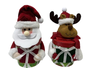 DKD Home Decor Cajas Santa Reno Surtido 2 de Poliéster y Cartón