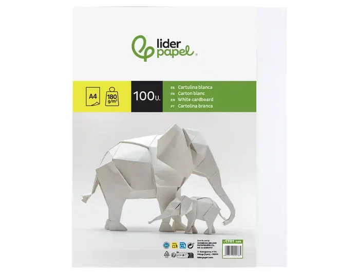 Liderpapel Cartulina A4 180g/m2 Blanco Paquete 100 Hojas Liderpapel Cartulina A4 180g/m2 Blanco Paquete 100 Hojas