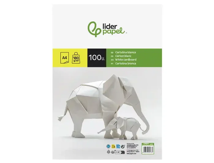 Liderpapel Cartulina A4 180g/m2 Blanco Paquete 100 Hojas Liderpapel Cartulina A4 180g/m2 Blanco Paquete 100 Hojas