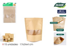 Inde Bolsas Kraft Alimentarias Herméticas 17x24 cm (12 Unidades)