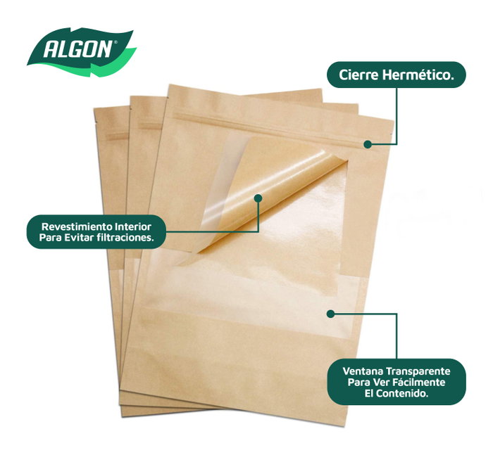 Inde Bolsas Kraft Alimentarias Herméticas 17x24 cm (12 Unidades)