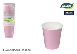 Inde Set 24 Vasos de Cartón Rosa Baby 200cc (18 Unidades)