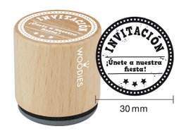 Woodies Sello de madera y caucho Invitación Únete a nuestra fiesta 33x30mm