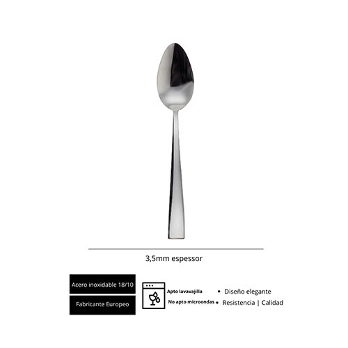 SUMMA CADI Cuchara de Mesa Inox Lisa, Colección Cadi, Largo 210 mm, Apta Lavavajillas, Cubertería (Set de 12)