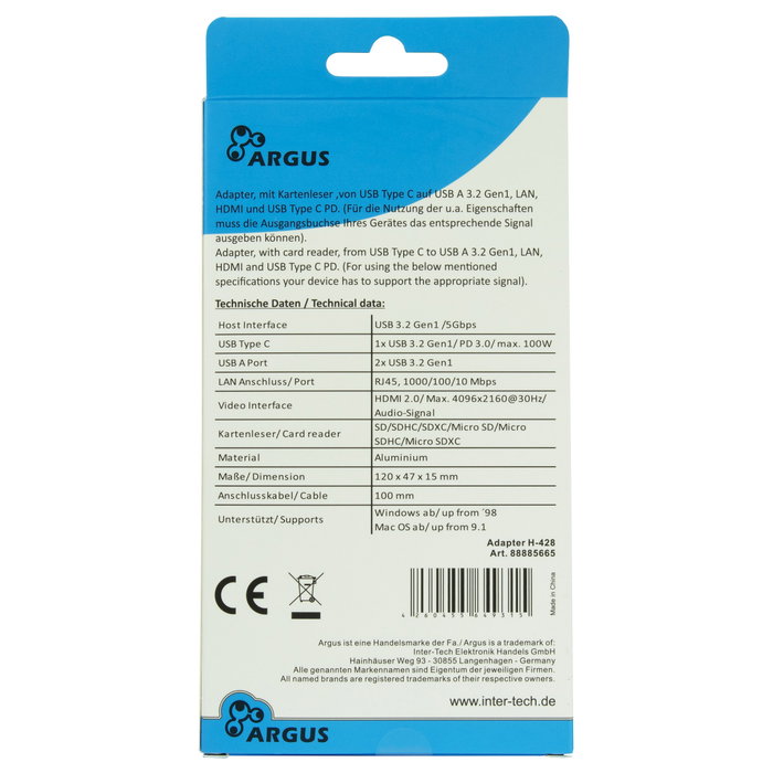 Inter-Tech Argus H-428 Adaptador 7 en 1