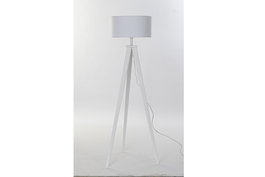 DKD Home Decor Lámpara de pie de madera y poliéster Blanco