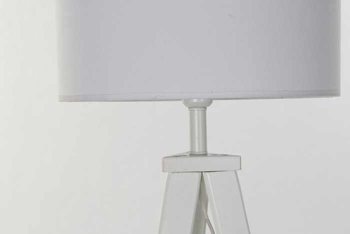 DKD Home Decor Lámpara de pie de madera y poliéster Blanco