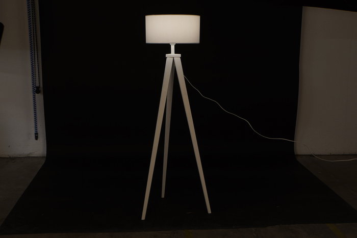 DKD Home Decor Lámpara de pie de madera y poliéster Blanco