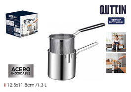 Inde Mini Freidora con Cestillo de Acero Inoxidable Quttin - 1.3 Litros de Capacidad - Dimensiones 12.5 x 11.8 cm (12 Unidades)