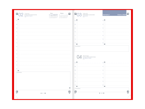 Oxford Agenda Anual Minimal 2026 A5 Rojo