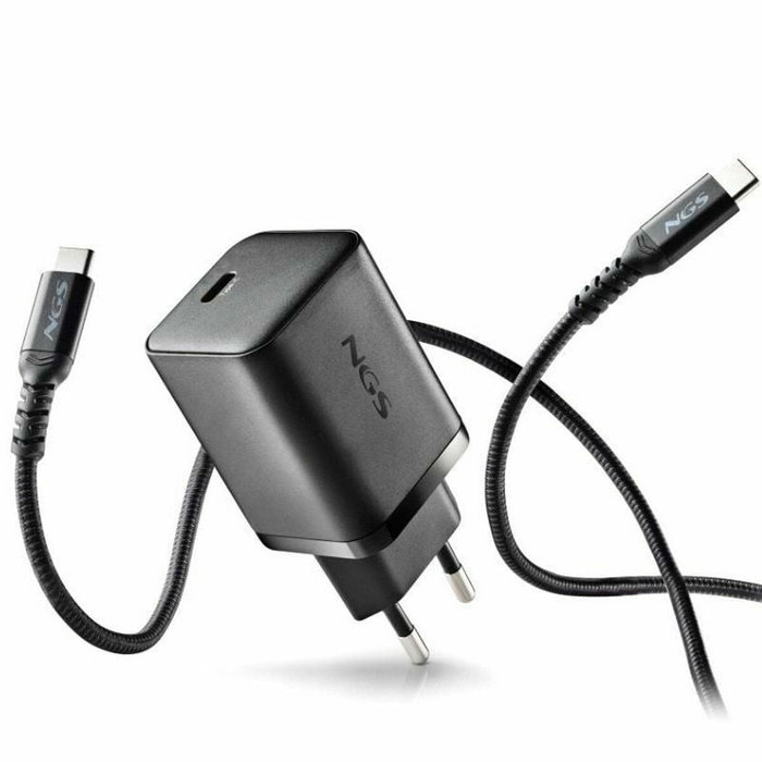 NGS Cargador de Pared GaN BUD 65W-C con Cable USB-C a USB-C de 1,5m Negro NGS Cargador de Pared GaN BUD 65W-C con Cable USB-C a USB-C de 1,5m Negro