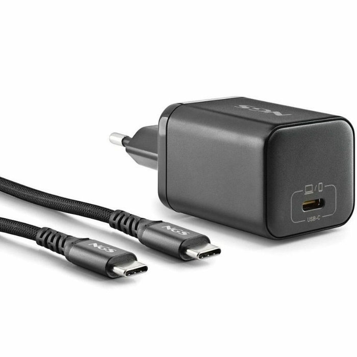 NGS Cargador de Pared GaN BUD 65W-C con Cable USB-C a USB-C de 1,5m Negro NGS Cargador de Pared GaN BUD 65W-C con Cable USB-C a USB-C de 1,5m Negro