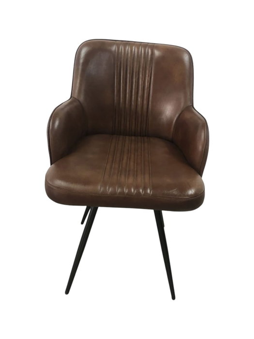 DKD Home Decor Sillón Giratorio de Piel y Hierro Marrón DKD Home Decor Sillón Giratorio de Piel y Hierro Marrón