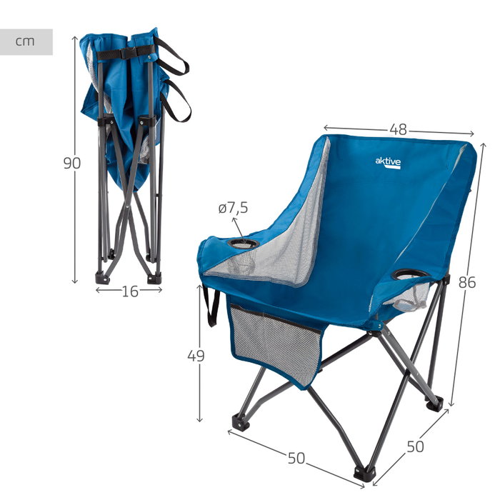 Aktive Sillón de camping plegable antivuelco azul Aktive Sillón de camping plegable antivuelco azul