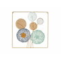 Decoración de Pared Gift Decor Amarillo Azul Blanco Multicolor Dorado Metal Cristal Flores Espejo 45 x 45 x 2 cm (4 Unidades)