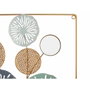 Decoración de Pared Gift Decor Amarillo Azul Blanco Multicolor Dorado Metal Cristal Flores Espejo 45 x 45 x 2 cm (4 Unidades)