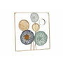 Decoración de Pared Gift Decor Amarillo Azul Blanco Multicolor Dorado Metal Cristal Flores Espejo 45 x 45 x 2 cm (4 Unidades)