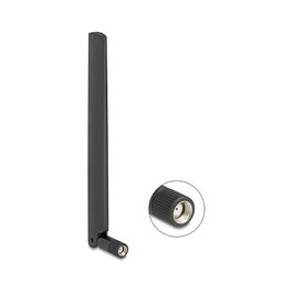 DeLOCK Antena WiFi 7 Omnidireccional RP-SMA 4.4 dBi 2.4-7.125 GHz 17 cm con Base Articulada, Negro - Modelo 81452