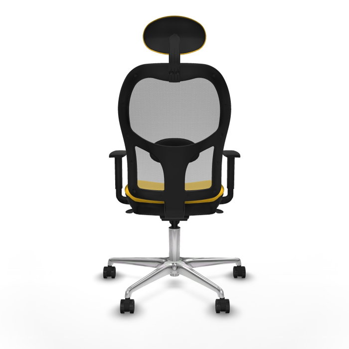 PIQUERAS Y CRESPO Silla de oficina Jorquera con mecanismo sincro, similpiel amarillo y malla gris PIQUERAS Y CRESPO Silla de oficina Jorquera con mecanismo sincro, similpiel amarillo y malla gris