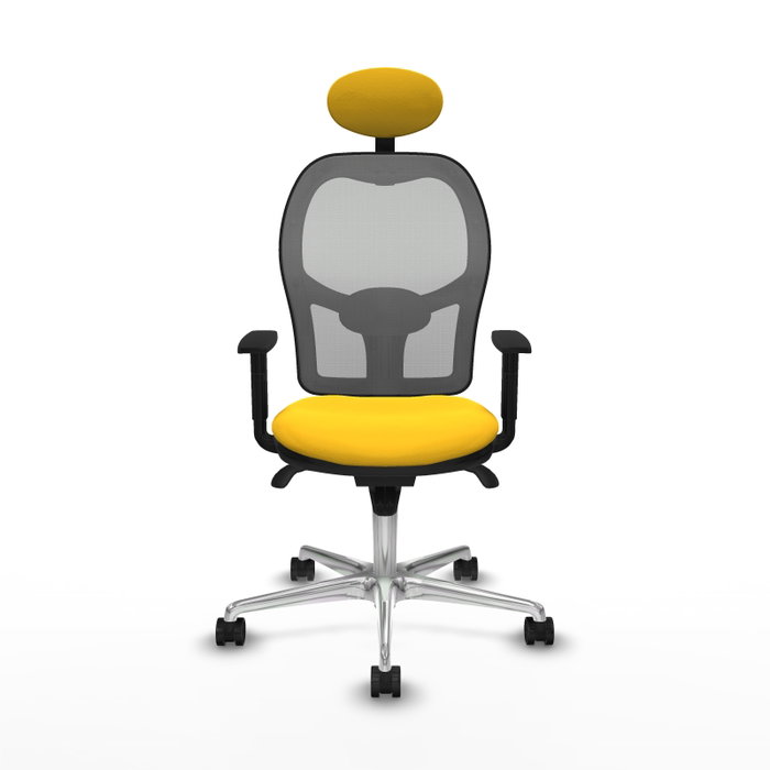PIQUERAS Y CRESPO Silla de oficina Jorquera con mecanismo sincro, similpiel amarillo y malla gris PIQUERAS Y CRESPO Silla de oficina Jorquera con mecanismo sincro, similpiel amarillo y malla gris