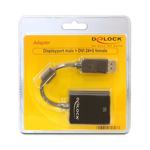 DeLOCK 61847 Adaptador DisplayPort Macho a DVI-I Hembra Negro 22.5cm DeLOCK 61847 Adaptador DisplayPort Macho a DVI-I Hembra Negro 22.5cm