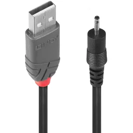 Lindy Cable de alimentación USB A a DC EIAJ-01 (2,5 mm / 0,7 mm) 1,5 m Negro