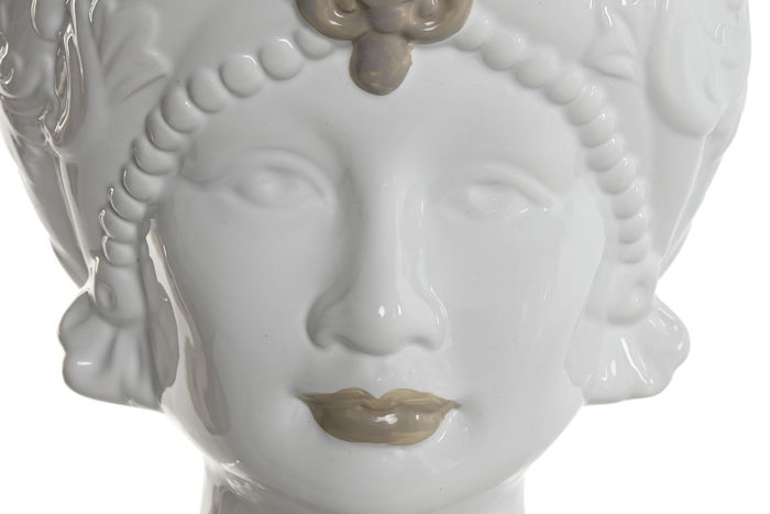 DKD Home Decor Sicilia 2024 Macetero Mediterraneo Blanco Beige Porcelana 2 Unidades 15 x 26.5 x 15 cm