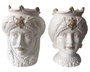 DKD Home Decor Macetero de Porcelana Cabeza Siciliana 15x15x26,5 - Pack de 2