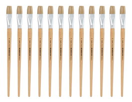 Innspiro Caja de 12 pinceles de cerda natural plano mango largo nº22