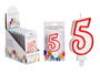 Vela Cumpleaños Número 5 Blanca con Borde Rojo Arte Regal 4 x 8 x 1 cm (Set de 72)