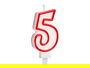 Vela Cumpleaños Número 5 Blanca con Borde Rojo Arte Regal 4 x 8 x 1 cm (Set de 72)