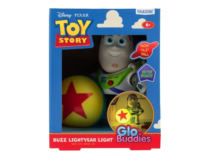 Wondee Lámpara Nocturna Paladone SquishyGlo Lights Toy Story Buzz Lightyear GloBuddies Light de 16 cm, Luz Suave y Blandita a Pilas para Niños