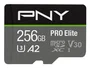 PNY Pro Elite Tarjeta de Memoria MicroSDXC 256GB Clase 10 UHS-I U3 V30 A2, Velocidades 100 MB/s Lectura y 90 MB/s Escritura