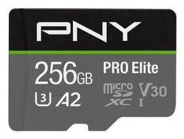 PNY Pro Elite Tarjeta de Memoria MicroSDXC 256GB Clase 10 UHS-I U3 V30 A2, Velocidades 100 MB/s Lectura y 90 MB/s Escritura