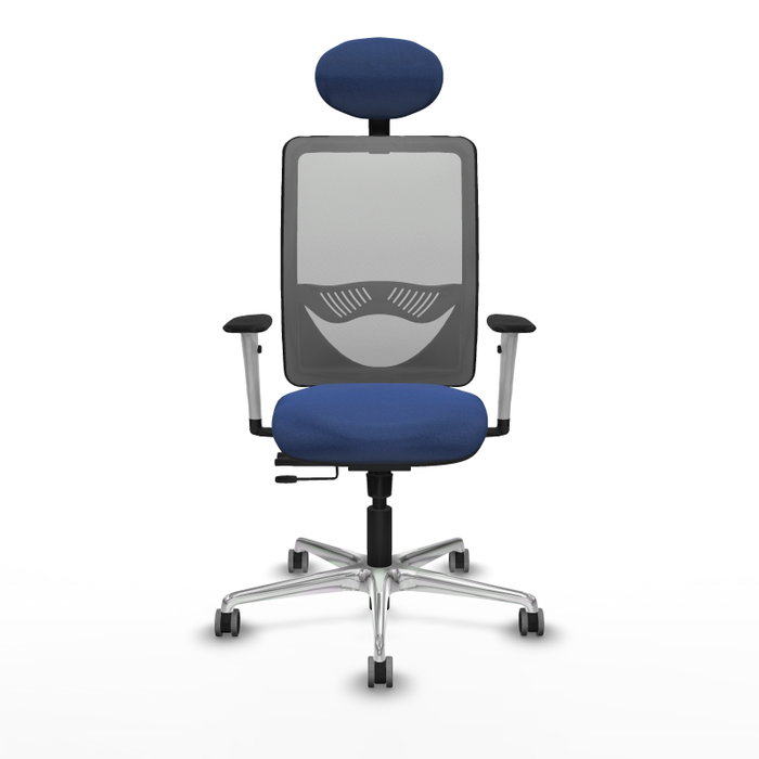 PIQUERAS Y CRESPO Silla de oficina Zulema con mecanismo Sincro/Traslack, Azul marino y Gris