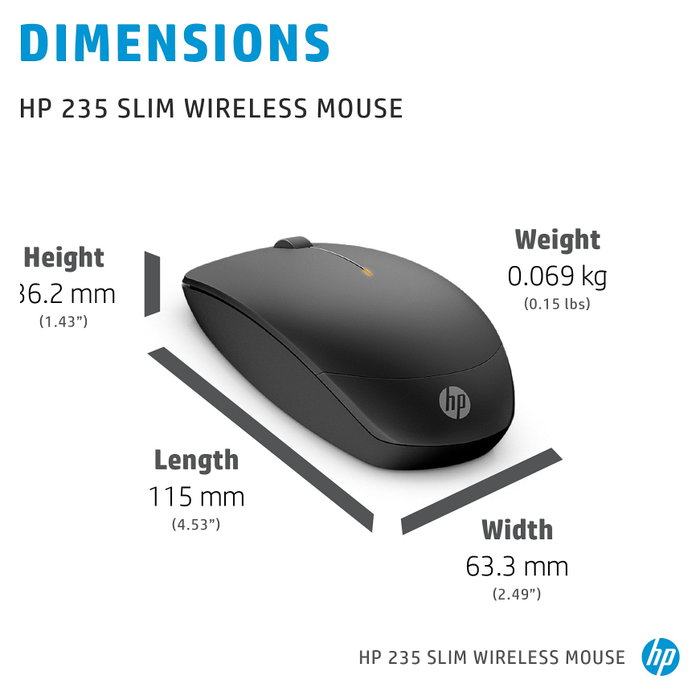 HP 235 Slim Wireless Mouse Negro HP 235 Slim Wireless Mouse Negro