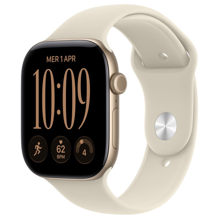 Apple Watch Series 12 GPS 46mm Light Gold Aluminium Case con Sand Sport Band - M/L Apple Watch Series 12 GPS 46mm Light Gold Aluminium Case con Sand Sport Band - M/L