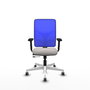 PIQUERAS Y CRESPO Silla de oficina Motilla con mecanismo Sincro/Traslack, Azul y Blanco