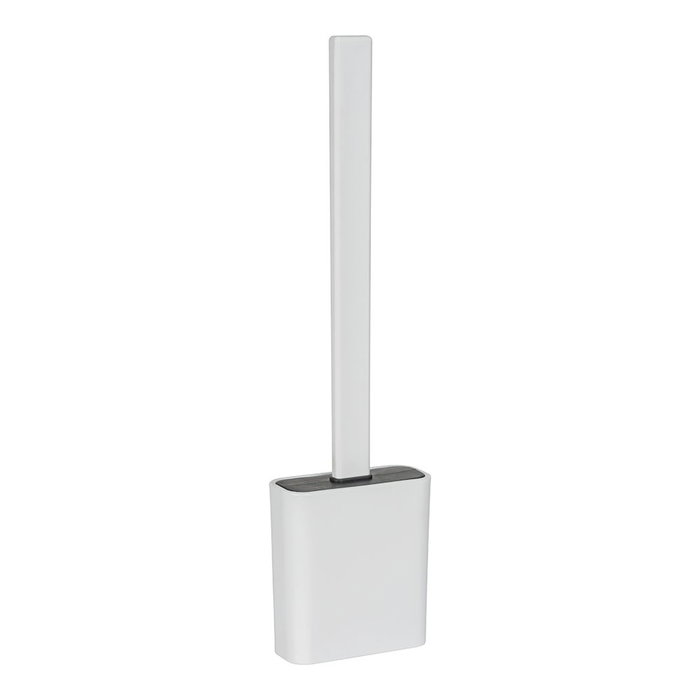 Allstar Zalana - Escobillero para WC de Silicona Flexible, Color Blanco, con Almohadilla Adhesiva para Pared, Dimensiones 9.8 x 4 x 35.5 cm