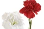 DKD Home Decor Flor Artificial Clavel Rojo Blanco Seda/PE Tacto Real 10x50x10 cm (12 Unidades)