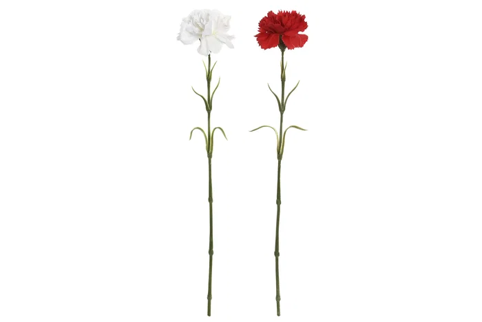 DKD Home Decor Flor Artificial Clavel Rojo Blanco Seda/PE Tacto Real 10x50x10 cm (12 Unidades) DKD Home Decor Flor Artificial Clavel Rojo Blanco Seda/PE Tacto Real 10x50x10 cm (12 Unidades)