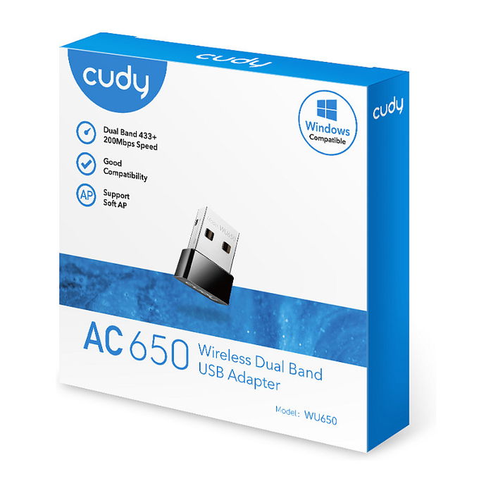Cudy Adaptador Wi-Fi USB AC650, Wi-Fi 5 (802.11ac) 433 Mbps, Mini, Negro Cudy Adaptador Wi-Fi USB AC650, Wi-Fi 5 (802.11ac) 433 Mbps, Mini, Negro