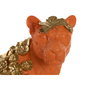 DKD Home Decor Figura de Leopardo en Resina Naranja y Dorado