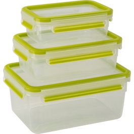 Emsa Clip&Close 515585 Juego de 3 recipientes de alimentos Verde